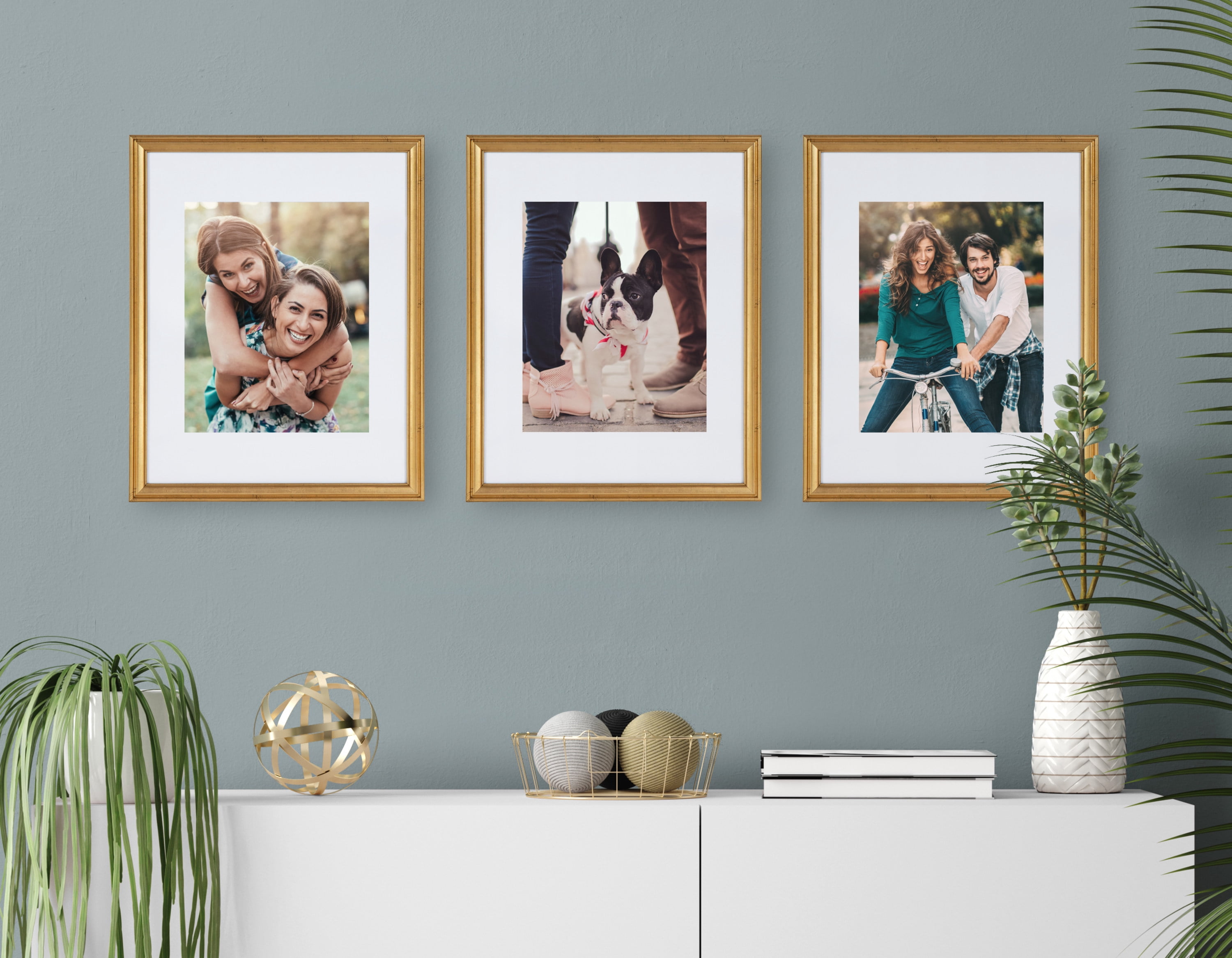 Kate and Laurel 12" x 15" Polystyrene Picture Frame, Gold, Set of 4