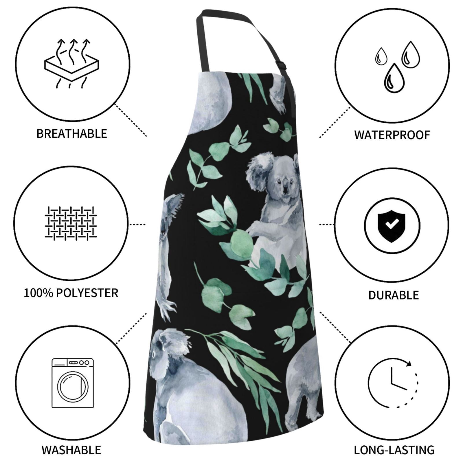 Kdxio Cartoon Koala Bear Apron with Pockets Adjustable Kitchen Aprons for Men Women Waterproof Aprons for Cooking,Drawing,Crafting, Baking Household Cleaning