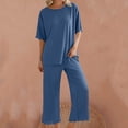 thumbnail image 5 of Ynynloco Lounge Sets for Women Short Sleeve Tops and Long Pants Soft Comfy Pajamas Set Two Piece Matching Outfits, 5 of 5
