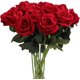 thumbnail image 1 of Paquete de 10 flores artificiales, rosa de aspecto real, tallo largo, seda, rosa artificial, decoración del hogar para ramo de novia, centros de mesa, fiesta de cumpleaños, arreglo floral de jardín Ofspeizc CZJJ-HQ9-2, 1 of 6