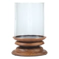thumbnail image 1 of Portavelas Hurricane Benzara Inc vidrio con base de madera 11.70 x 11.70 x 17 pulgadas, 1 of 1