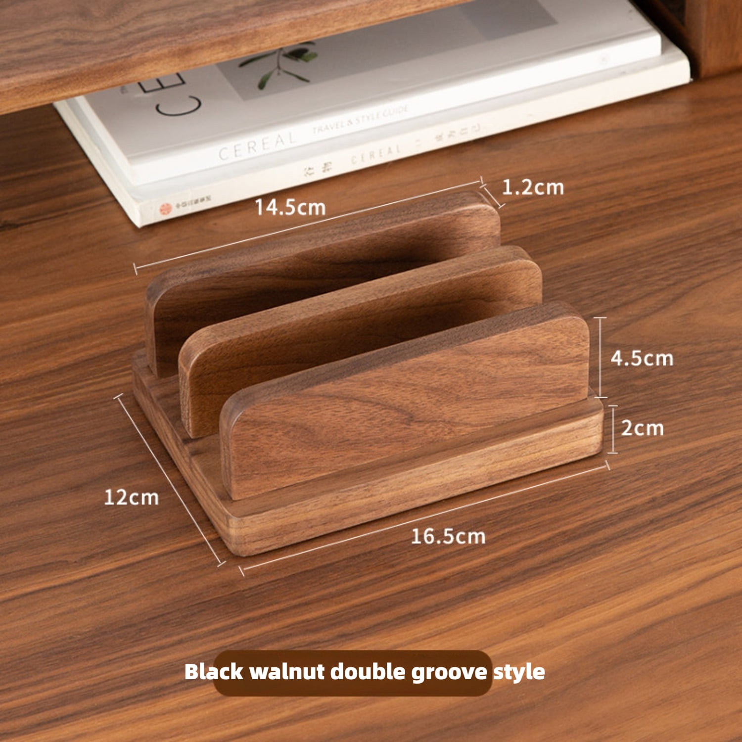 Adjustable Wooden Vertical Laptop Stand, Solid Wood Desktop Holder for Notebook/iPad/Tablet, Space-Saving Computer Stand with Heat Dissipation