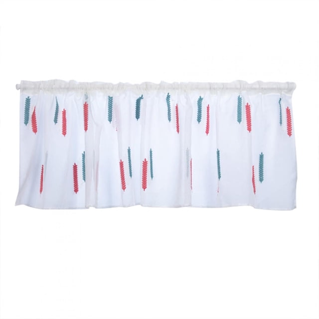 Cortinas cortas bordadas para decoración de gabinetes de cocina, diseño de trigo rojo y azul