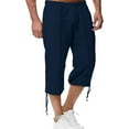 thumbnail image 3 of Tiijoy Men's Relaxed Fit Cotton Linen Capri Pants Lightweight Breathable Casual 3/4 Pants, 3 of 8