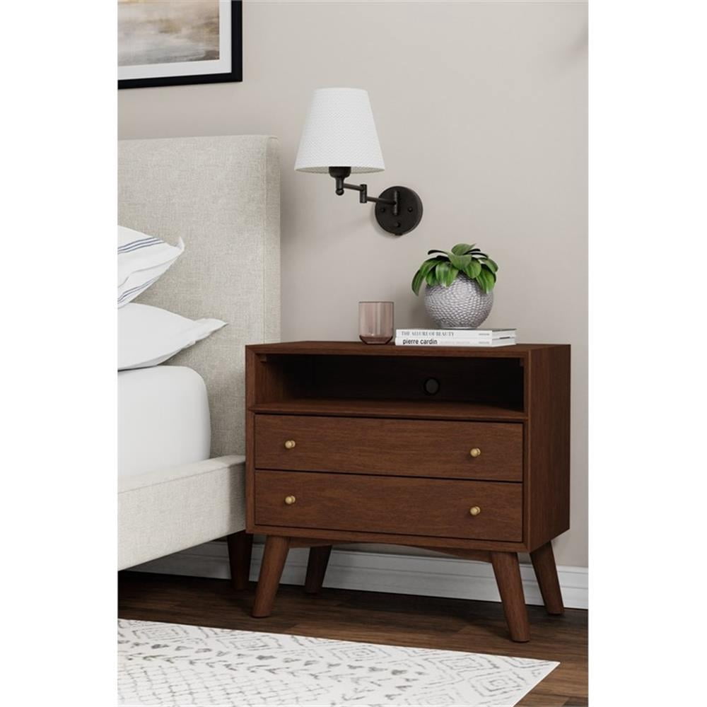 Alpine Furniture Flynn Large Nightstand in Walnut