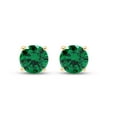 thumbnail image 2 of 0.50 Carat Round Shape Simulated Emerald Solitaire Stud Earrings In 14K Yellow Gold Over Sterling Silver Push Back Jewelry Gift For, 2 of 5