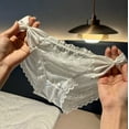 thumbnail image 2 of Ruimatai Women's Lace Underwear Mid Rise Breathable Comfortable Sexy French Panties with Bow Solid Soft Stretchy Everyday Wear, 2 of 3