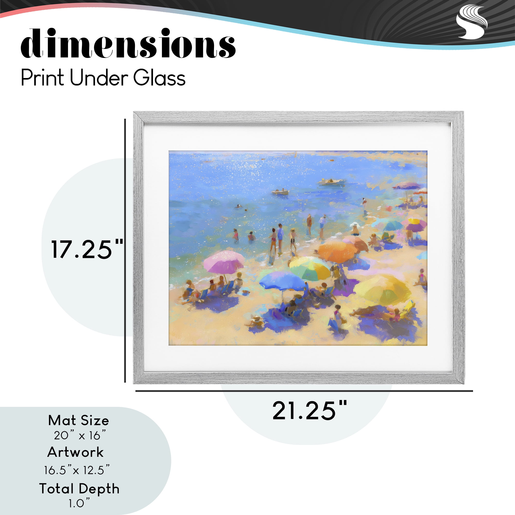 Stupell Industries Colorful Day at Beach Gray Framed Print Under Glass, design by LSR Design Studio