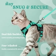 Rabbitgoo Cat Harness and Leash for Walking, Escape Proof Soft Adjustable Vest Harnesses for Cats, Easy Control Breathable Reflective Strips Jacket,Green