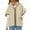 Khaki, variant on Gpaecead Women's Short Sleeve Fuzzy Fleece Vest Coat- Stand Collar Zip Pocket Coat Blue