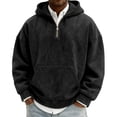 thumbnail image 4 of Atkumj Mens Pullover Hoodies with Half Zip Vintage Fashion Solid Color Hooded Sweatshirt Casual Long Sleeve Fall Hoodies with Kangaroo Pocket 3XL, 4 of 4