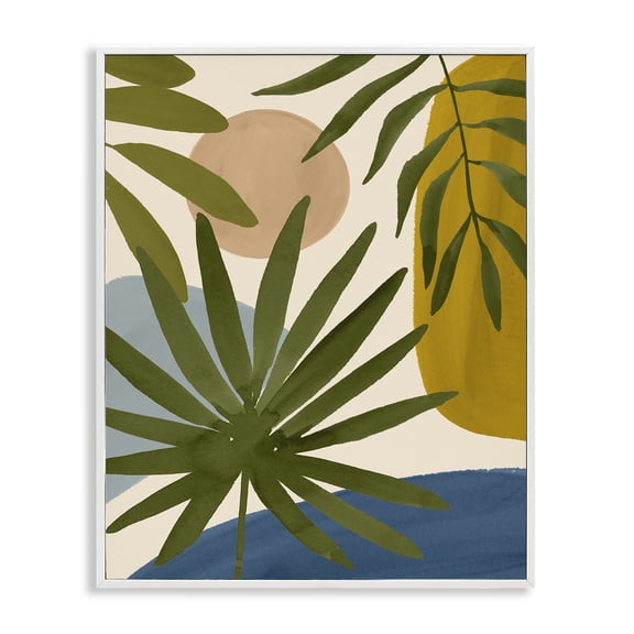 Stupell Industries Contemporary Various Palm Leaves Geometric White Framed Giclee Art, 24 x 30, by Victoria Barnes