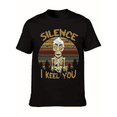 thumbnail image 2 of Men's "Silence I Keel You" Graphic T-Shirt - Humorous Skeleton Print, 100% Cotton, Crew Neck, Short Sleeve - Comfortable Casual Wear with Vintage Horror Theme Design, 2 of 6
