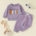 thumbnail image 2 of HCNTES Baby Girl Clothes Winter Toddler Girl Boy Long Sleeve Top Long Pants Set Toddler Sweatsuits Embroidered Letter Graphic Crewneck Sweatshirt + Joggers Pants Outfits Set, 2 of 9