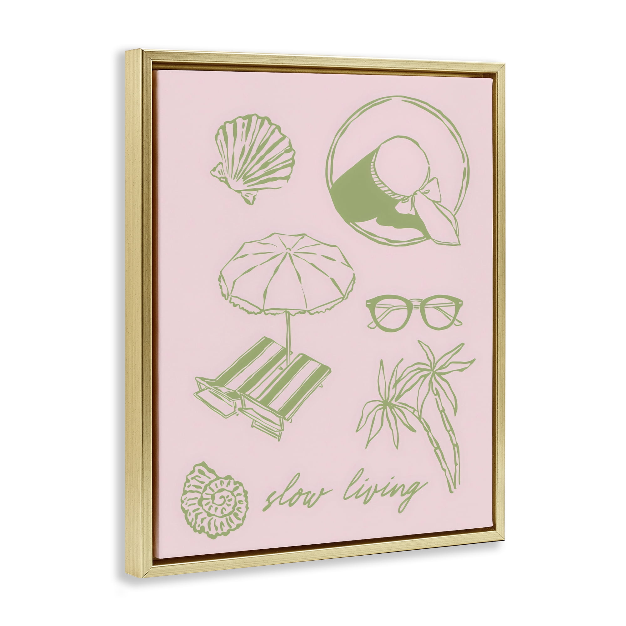 Stupell Industries Slow Beach Living Gold Framed Floater Canvas Wall Art, design by The Prints Vibe