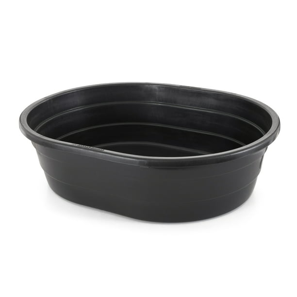 Little Giant 15 Gal Poly Plastic Oval Stock Water Tank Trough, Black (2