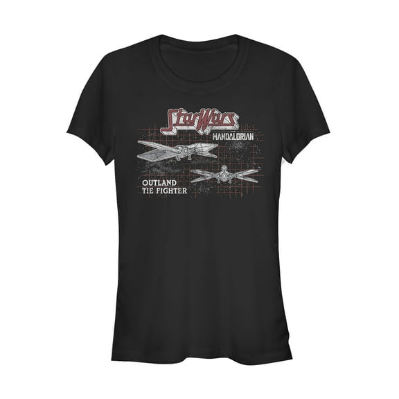 Junior's Star Wars: The Mandalorian TIE Fighter Grid Graphic Tee Black Small
