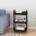 thumbnail image 4 of ERSAN-3-Tier Kitchen Rolling Utility Cart,Multifunction Storage Organizer with Handle and 2 Lockable Wheels for Kitchen,Bathroom,Living Room,Office,Black, 4 of 4