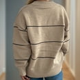 thumbnail image 5 of Jjayotai Women's Striped Cardigan Clearance, Long Sleeve Button Up Open Front, Knit Oversized Sweater Khaki L, 5 of 6
