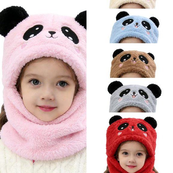 AJGRHE Scarf Hat for Kids Warm Kids Earflap Hat With Scarf Winter Boys Girls Toddler Cold Weather Knitted Pink One Size