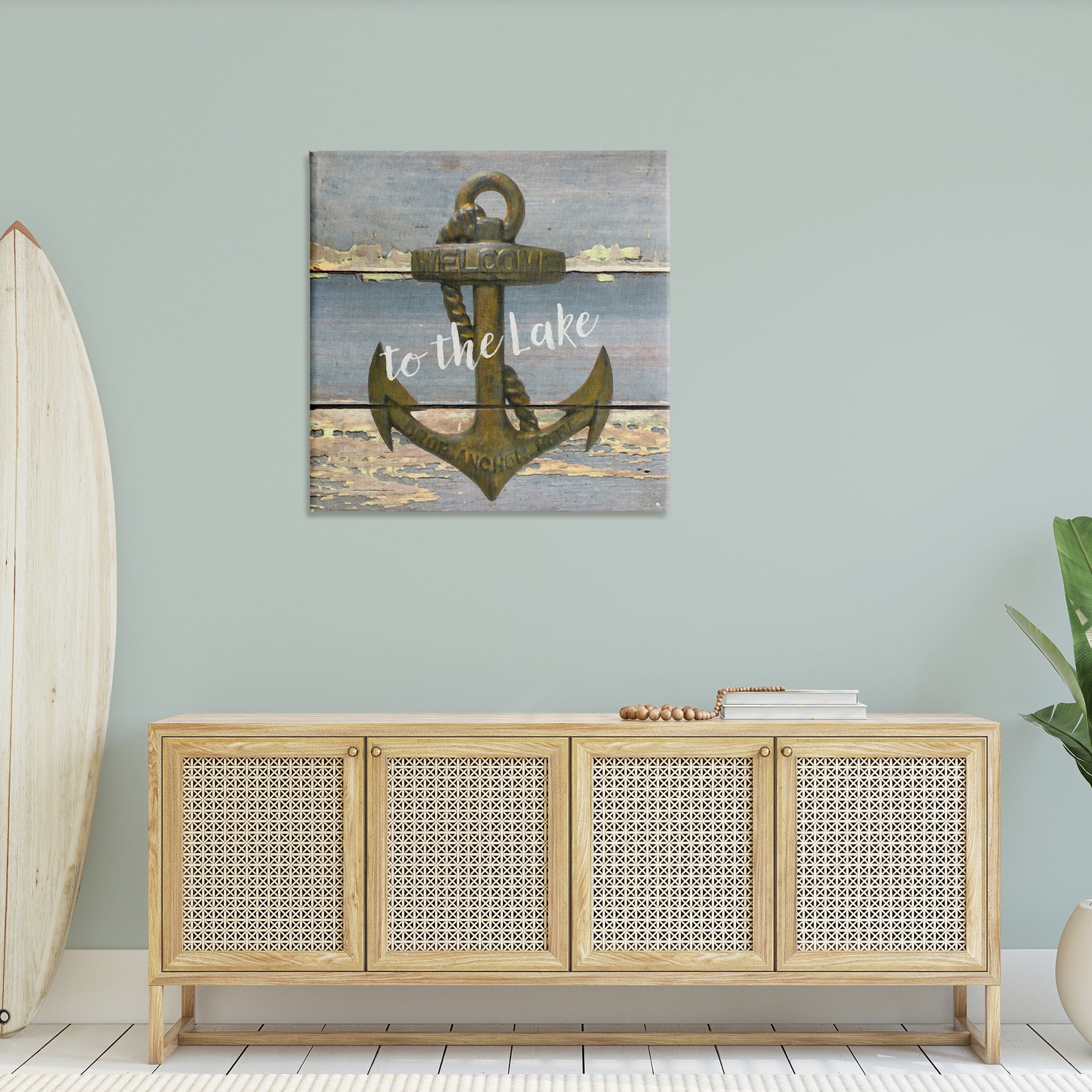 Stupell Industries Rustic Welcome Anchor Nature Painting Gallery Wrapped Canvas Art Print Wall Art, 36 x 36