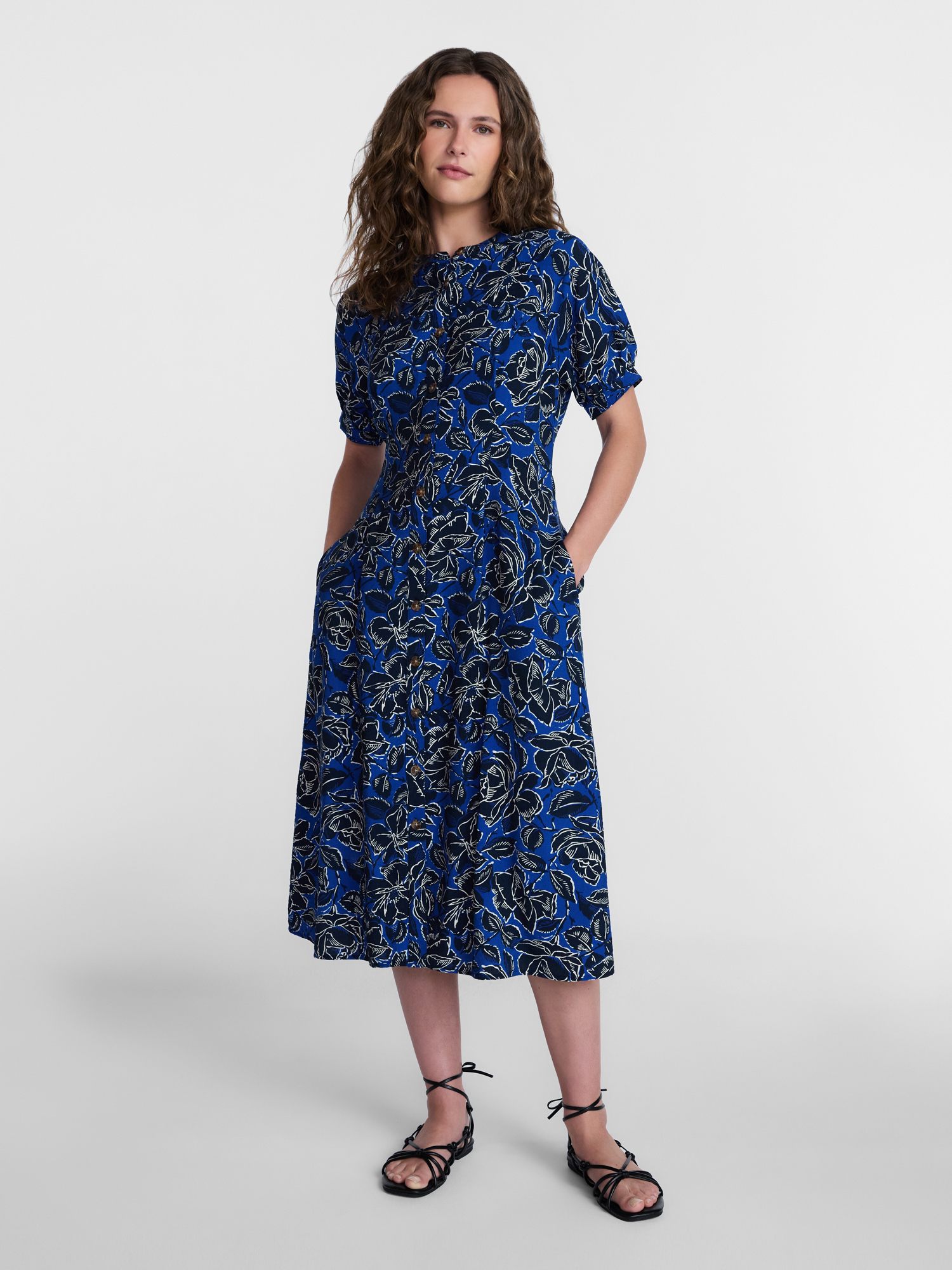 Time and Tru Women's Pleated Midi Shirtdress, Sizes XS-XXXL