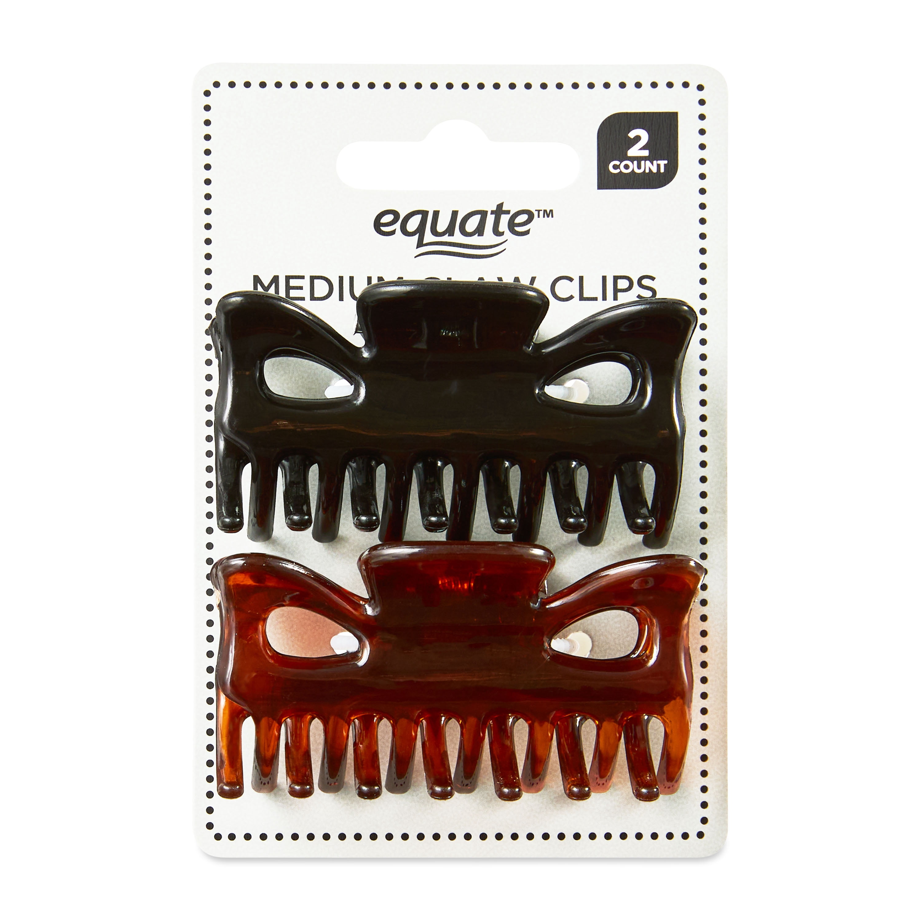 (8 pack) Equate Medium Claw Clips, Black and Brown, 2 Count