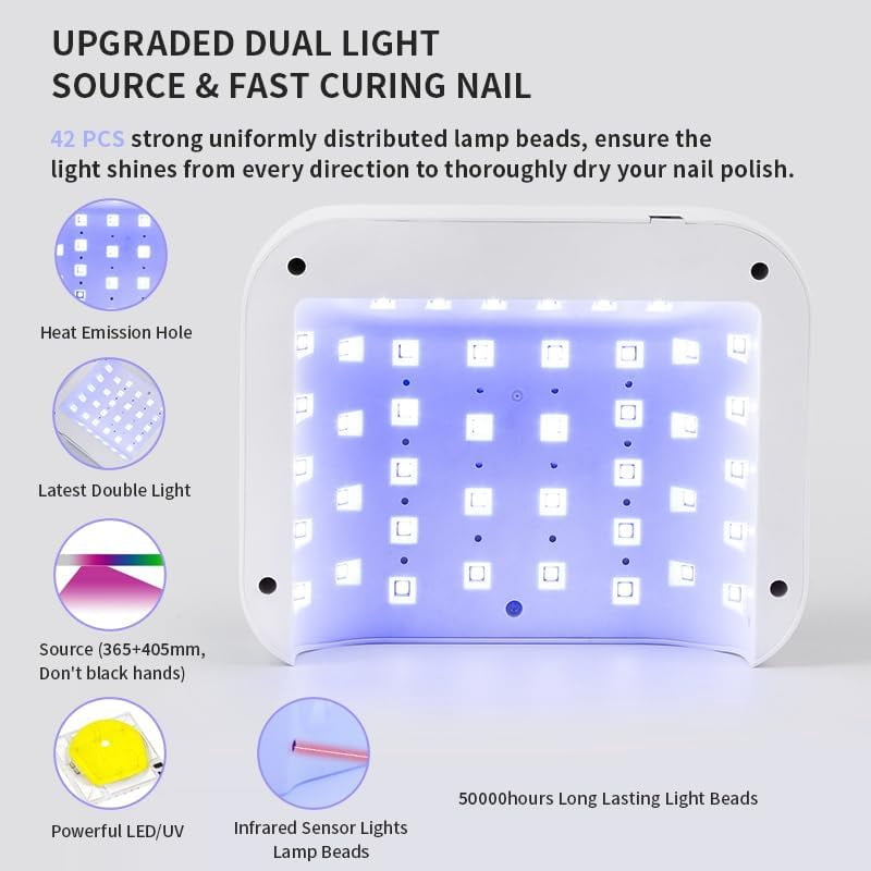 Cordless UV Nail Lamp, 168W Rechargeable UV Gel Nail Light, Sparkling Rhinestones Diamond UV Light, Professional Fast Curing Nail Dryer with 4 Timers Touch Control Auto Sensor for Salon & Home