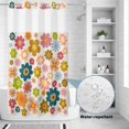 thumbnail image 2 of No Hook Shower Curtain, Vintage Boho Floral Shower Curtains for Bathroom with See Through Top Window, Yellow Pink Floral Bohemia Beige Waterproof & Washable Bath Curtain Stand Up Stall 36"x72", 2 of 9