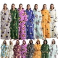 thumbnail image 4 of Manta de franela de gran tamaño con mangas, Sudadera con capucha cálida de invierno, jersey de lana gigante para niños y mujeres, manta con capucha para TV, 4 of 4