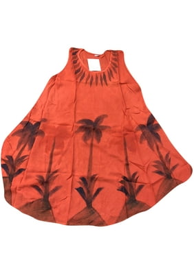 Mogul Women's Boho Chic Red Tank Dress Rayon Floral Print Summer Fashion Cover Up Dresses M