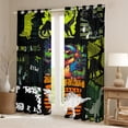 thumbnail image 2 of jejeloiu Cute Cartoon Dinosaur Black Out Curtains,Kawaii Dino Silhouette Curtains Pack of 2 (42x63 Each),Green Black Orange Bedroom Curtains For Kids,Super Cozy Room Decor, 2 of 6