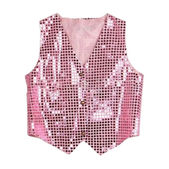 Pink Chaleco de disfraz con purpurina para niños, chaleco de lentejuelas sin mangas colorido Unisex para fiesta, 1 Uds.