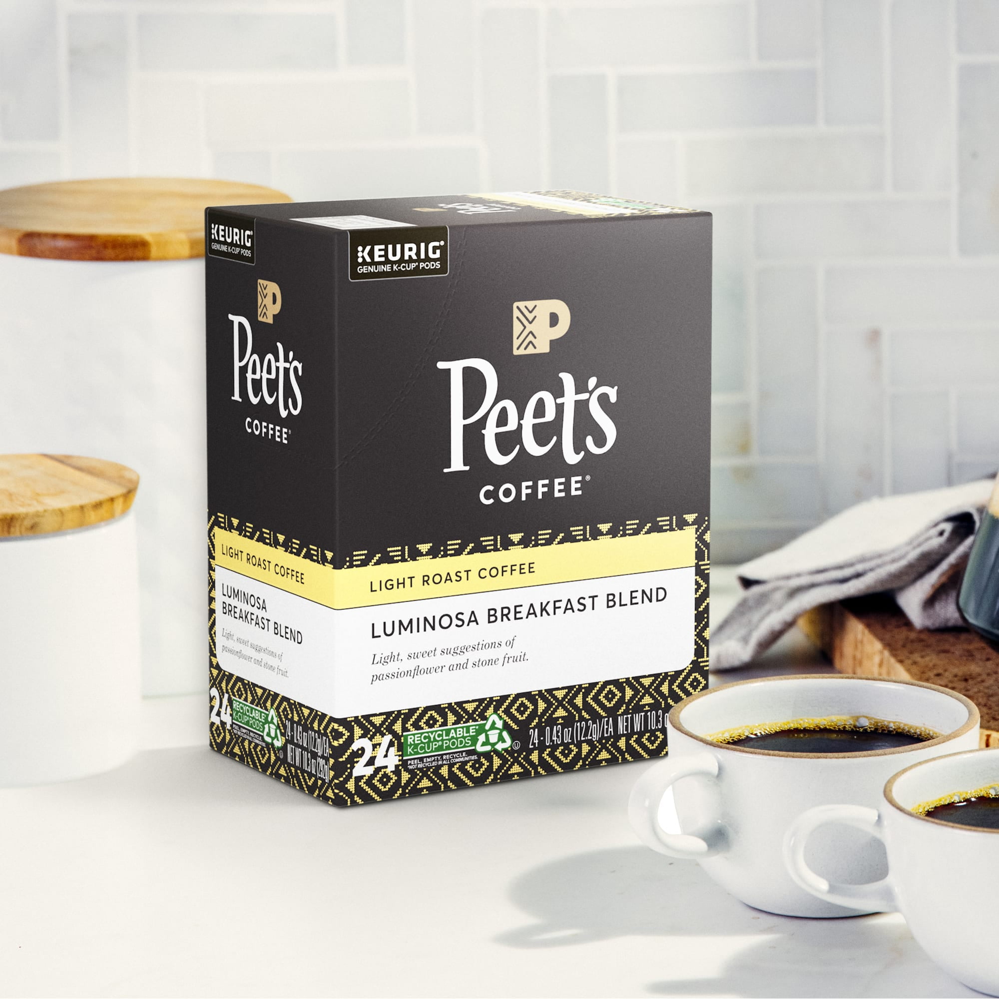 Peet's Coffee K-Cup Pods, Luminosa Breakfast Blend Light Roast (24 Count) Single Serve Pods Compatible with Keurig Brewers