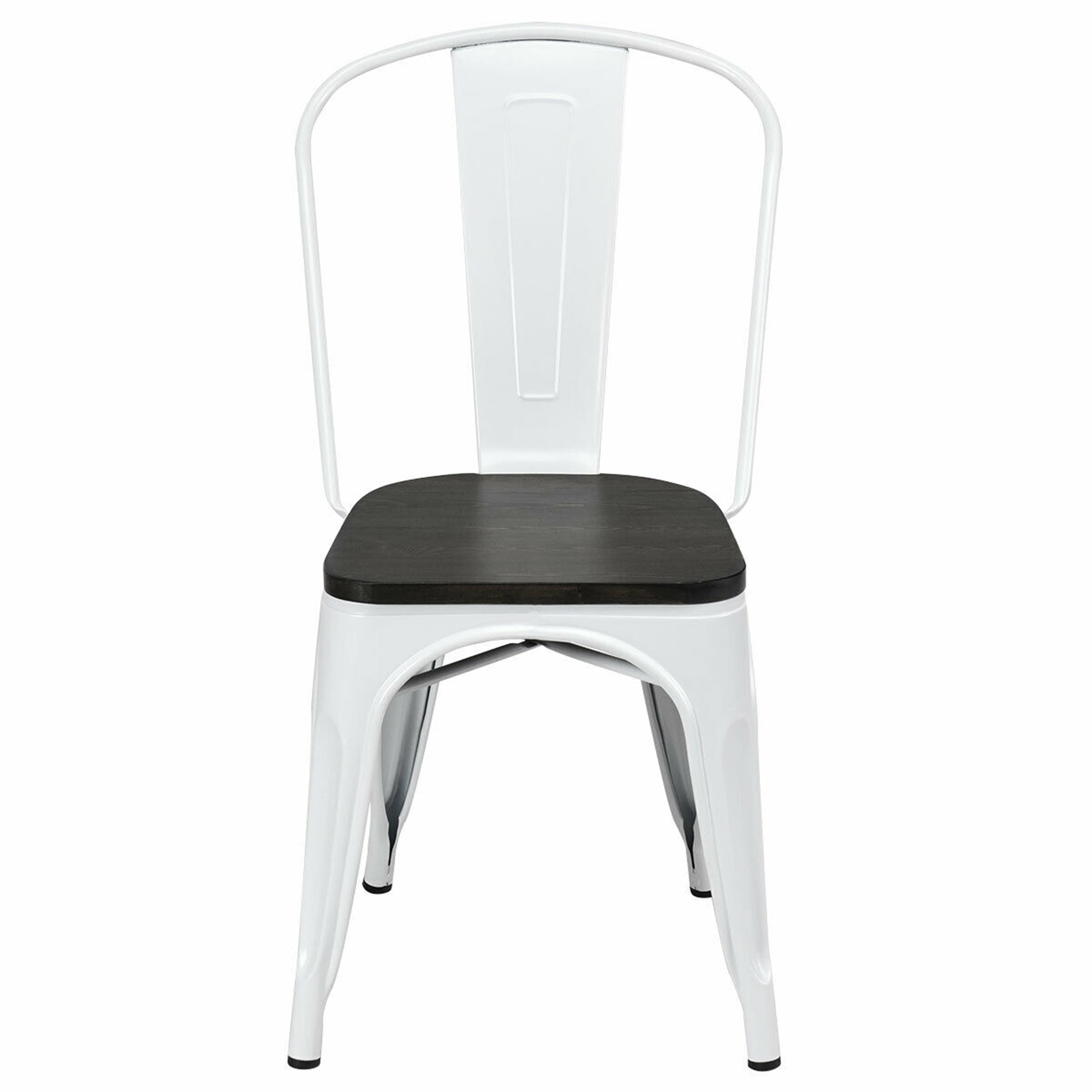 Gymax Set of 4 Wood Seat Stackable Cafe Bistro Metal Dining Side Chair