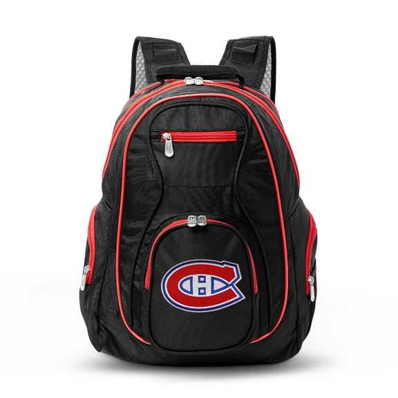 Denco NHL Montreal Canadiens Colored Trim Premium Laptop Backpack Black 19