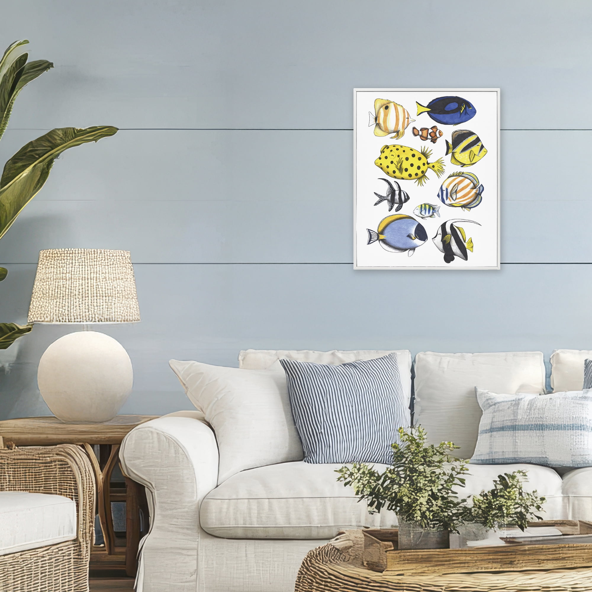 Stupell Industries Aquatic Fishes Collection White Framed Giclee Art, design by Cecilia Battaini