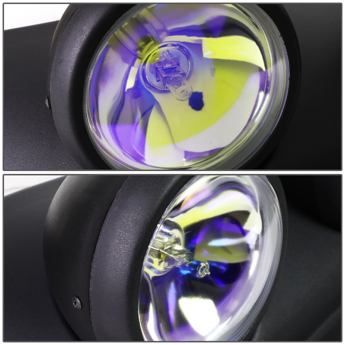 DNA Motoring FL-ZTL-249-NC Universal Black Frame Neo Chrome Lens Roof Mounted Fog Light + Bulbs + Switch Fits select: 1975-2017 FORD F150, 1999-2017 CHEVROLET SILVERADO