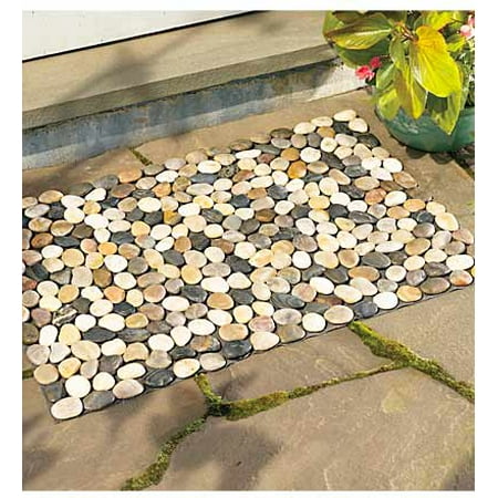 Natural River Rock Indoor Outdoor Weather Resistant Floor Mat