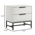 thumbnail image 5 of Noro Nightstand, 24 Inch, 2 Storage Drawers, Modern White, Black Metal, 5 of 6