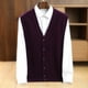 thumbnail image 4 of Men Wool Waistcoat Sleeveless Sweater V-neck Cardigans Twist Flower Cashmere 100% Merino Wool Knitted Vintage Vest Autumn Winter, 4 of 5