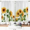 thumbnail image 2 of Sunflower Vintage Flower Kitchen Curtains Rod Pocket Yellow Farmhouse Retro Floral Small Short Cafe Curtains Wooden Board Barn Window Treatment Drapes Home Decor(27.5W X 39L Inch 2 Panels), 2 of 6