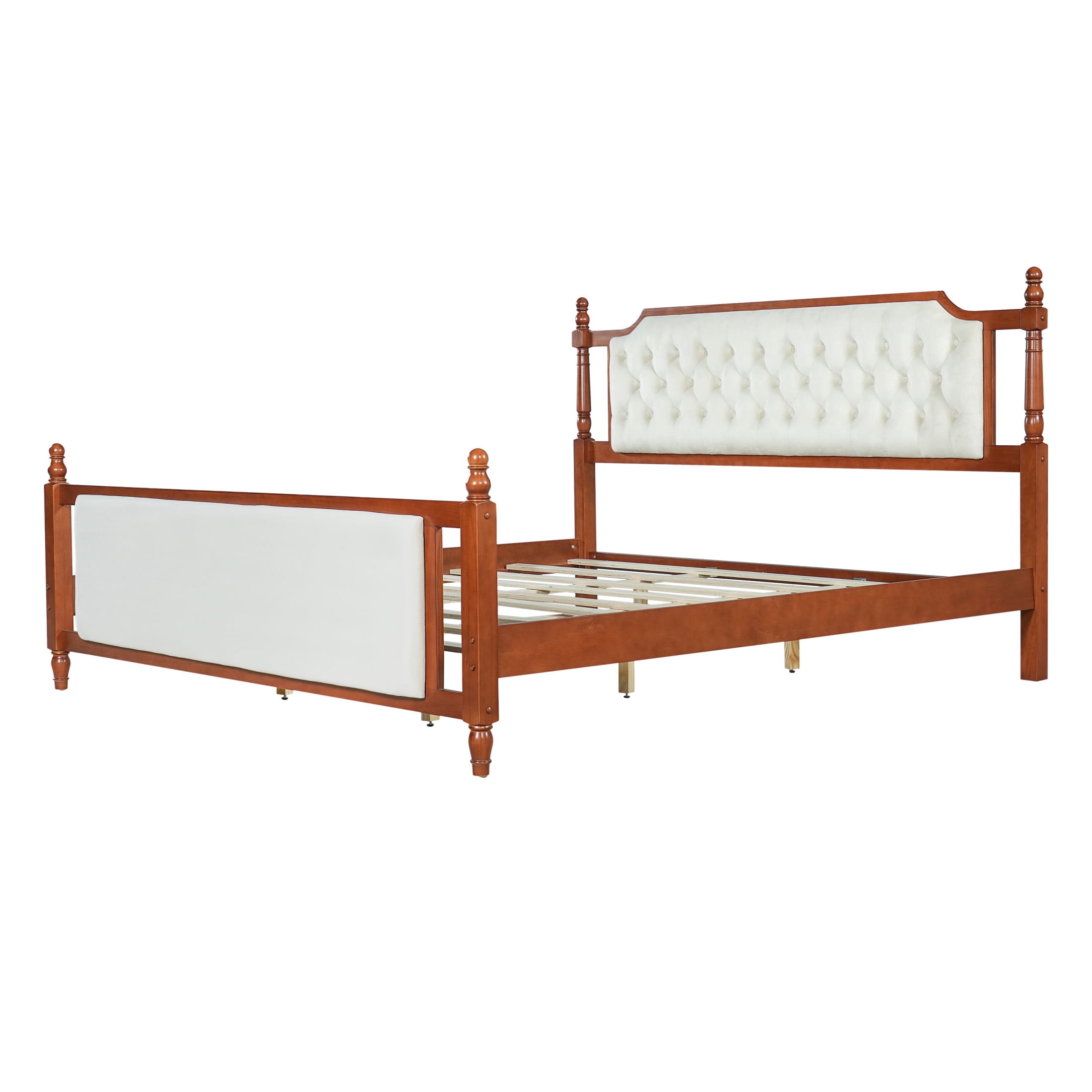 Christopher Knight Home King Upholstered Platform Bed, Velvet Tufted Headboard and Footboard, Brown