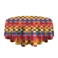 thumbnail image 5 of Colorful Geometric Pattern Round Tablecloth 60"x60",Wrinkle Wipeable Table Cloth for Kitchen Dining Room Picnic Patio Party, 5 of 6