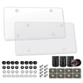 thumbnail image 1 of Universal American License Plate Frame Set - 2 Transparent PC Protectors (12.2x6.3 Inch) with 8 Nuts, Buckles, Nut Caps, Gaskets, Screws, Foam Pads & 4 Valve Caps - All-in-One Boxed Auto Accessory, 1 of 7