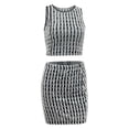 thumbnail image 6 of DHFJKG Womens 2 Piece Outfits Sleeveless Crew Neck Crop Tank Top Slim Fit Mini Bodycon Summer Sexy Skirt Sets Holiday Outfit, 6 of 7