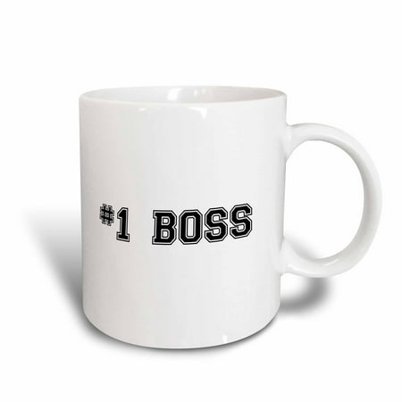 3dRose #1 Boss - Number One Best Greatest Boss - Work and Office gifts - fun flattering gifts - black, Ceramic Mug,