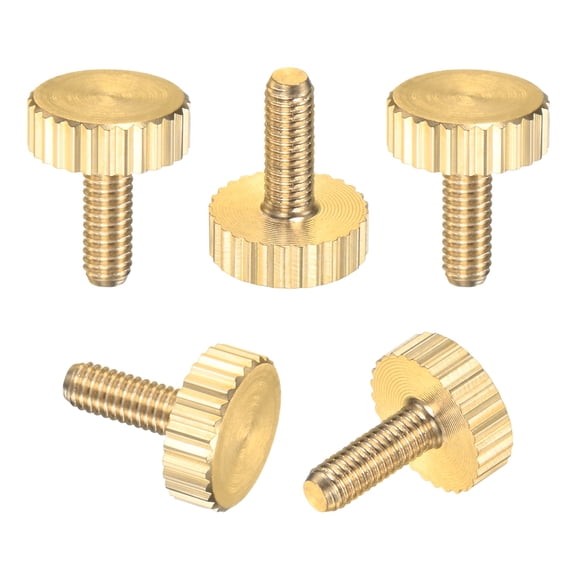 Uxcell 5-Pack Knurled Thumb Screws, M3x8mm Solid Brass Flat Head Knobs Bolts