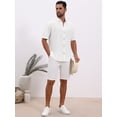 thumbnail image 2 of DARING DIVA Men's Texture Short Sleeve Button Down Casual Knitted Shirt M White, 2 of 7