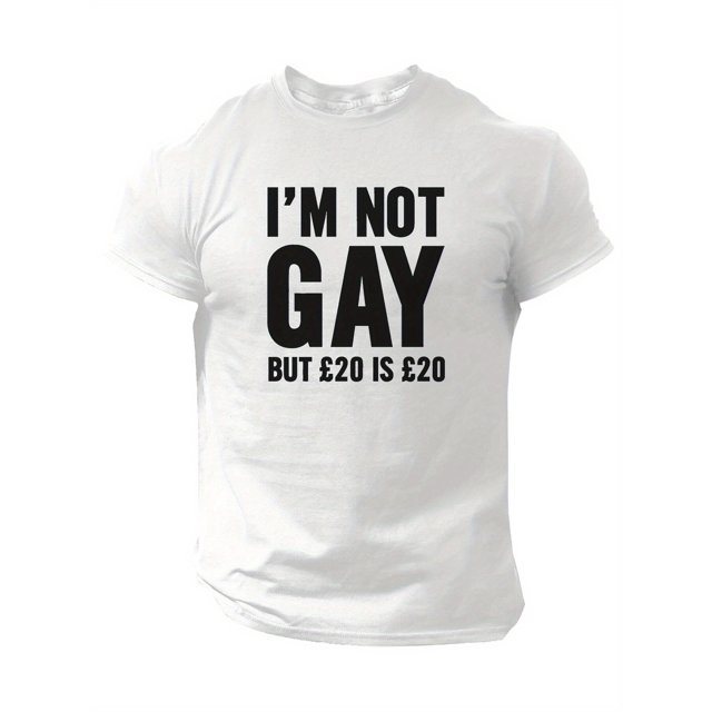 1pc Men's Casual Short-Sleeve T-Shirt with Funny Slogan Print, Crew Neck, Regular Fit, Summer Top for Outdoor